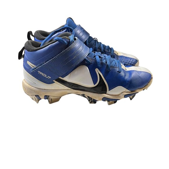 Nike Trout 6Y Blue & White Baseball Cleats With Hook and Loop Strap - Picture 3 of 8